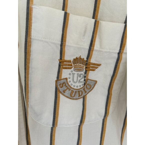 Vintage U2 Studio Striped Button-Up Shirt With Embroidered Logo - Picture 7 of 8